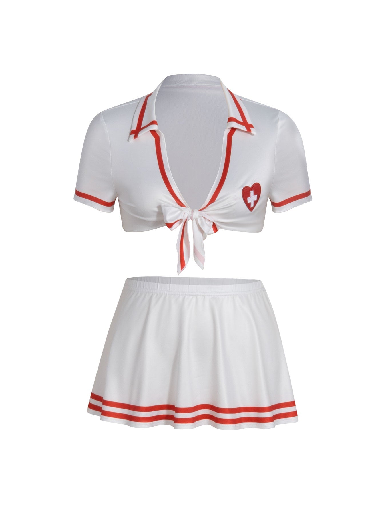 3-Piece Striped Printed Red And White Lingerie Set