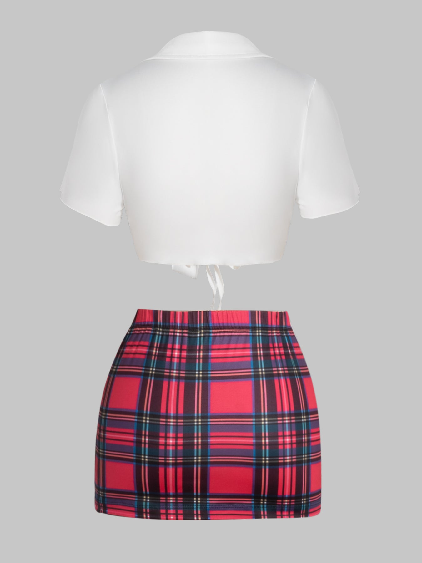 Fantasy costume red checkered 3-piece set