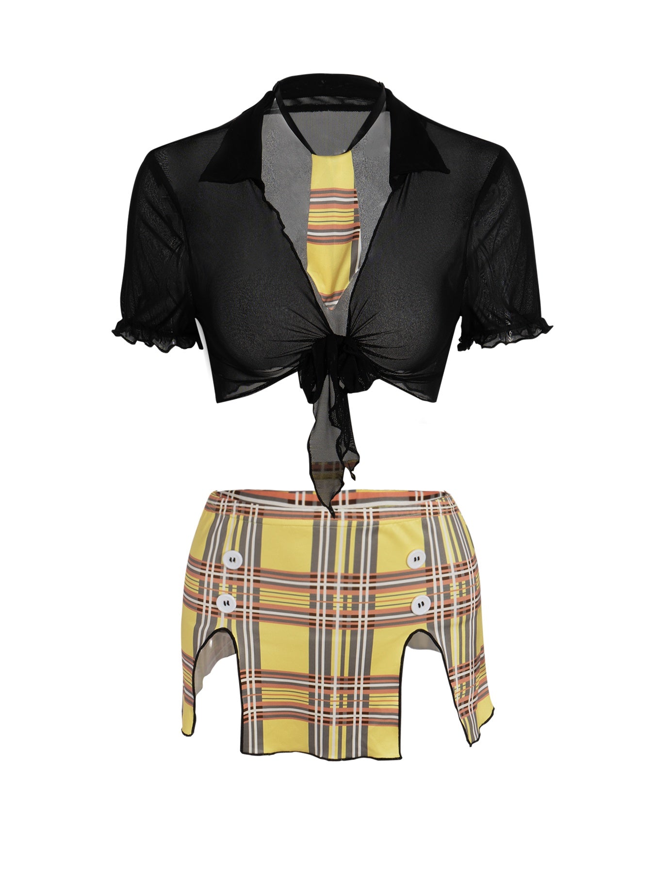 Sweet Plaid Sexy 4-Piece Set