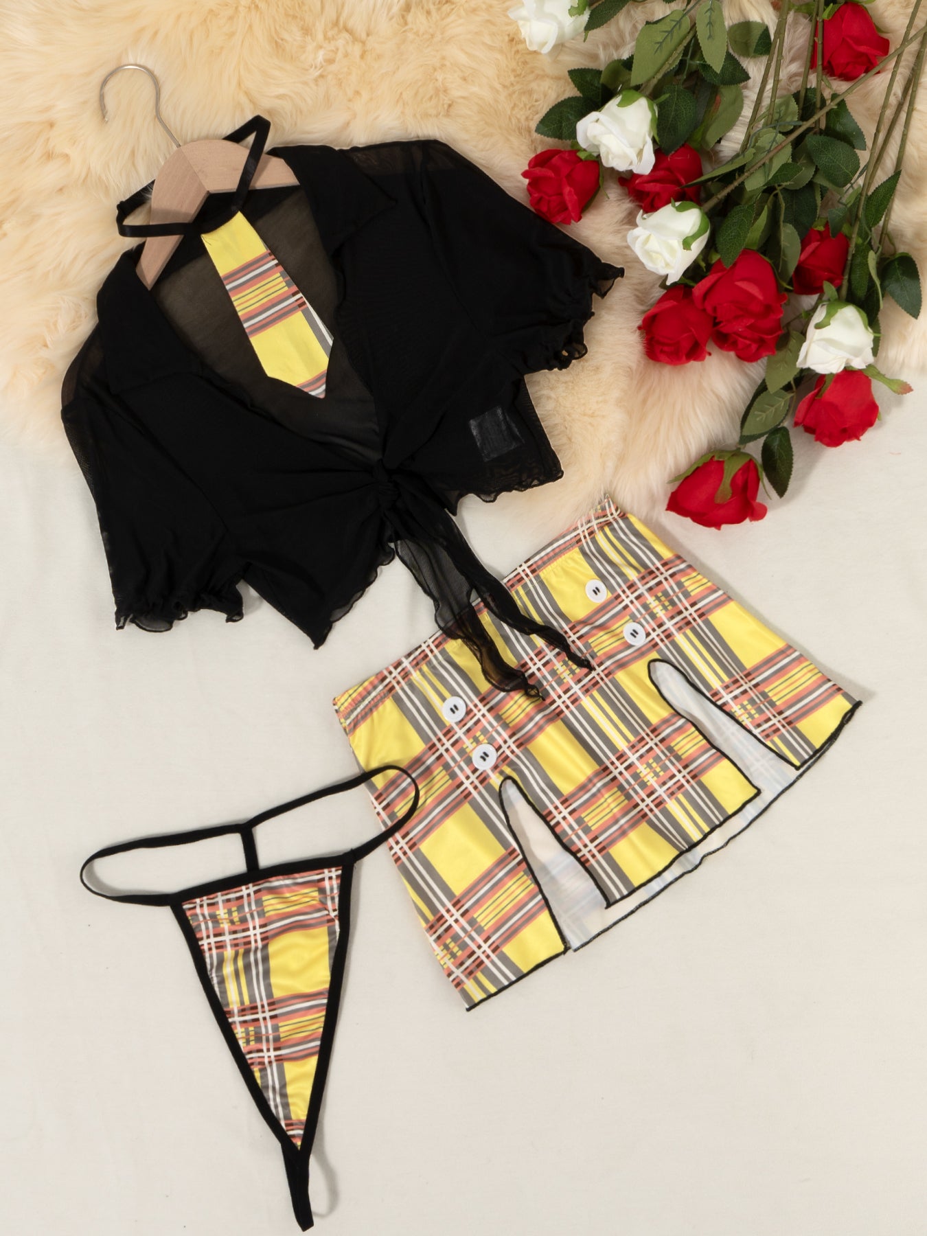 Sweet Plaid Sexy 4-Piece Set