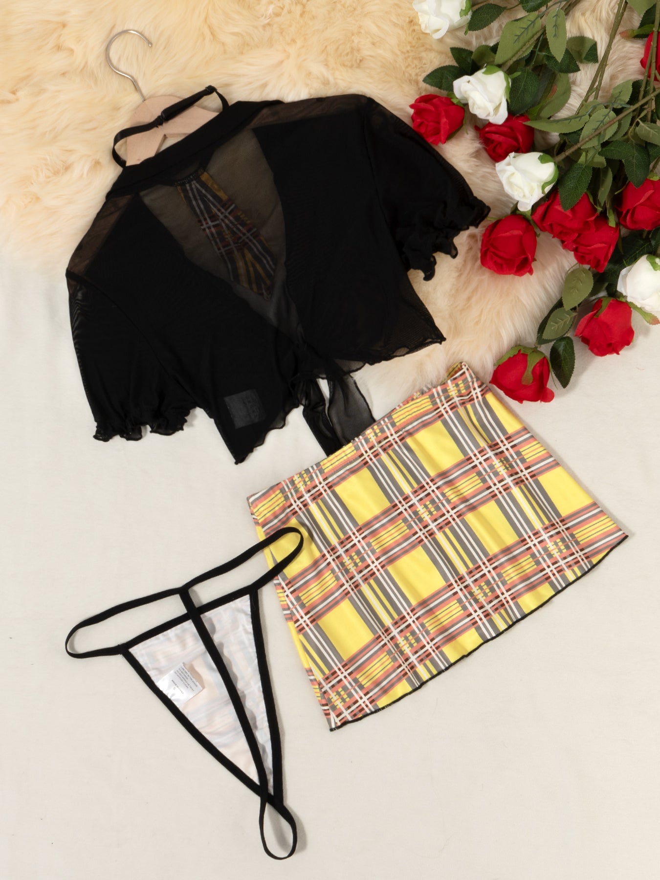 Sweet Plaid Sexy 4-Piece Set